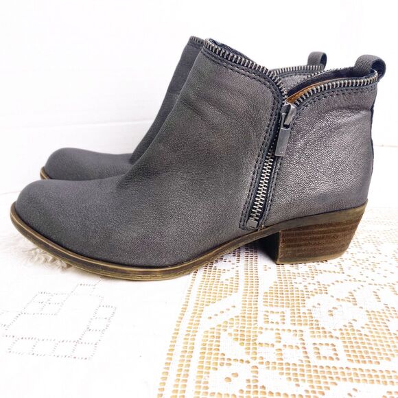 Lucky Brand Bartalino Bootie Pewter Western Ankle Boots Size 6.5 - Picture 2 of 11